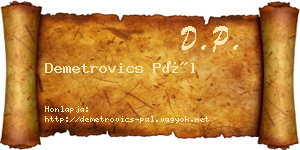 Demetrovics Pál névjegykártya